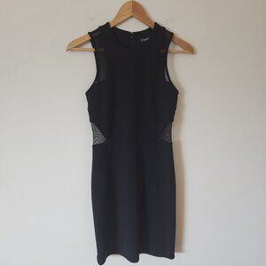 Express Dress Women Mini Short Black Sleeveless Stretch Mesh Cut Bodycon Size 0